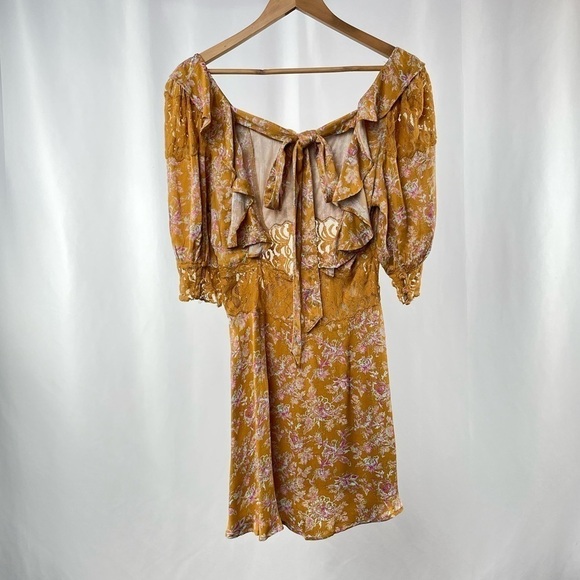 NEW Free People Lucie Mini Dress in Brown Multi Size‎ 8 - Picture 5 of 9